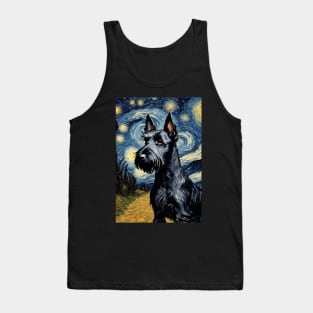 Cute Scottish Terrier Dog Breed Painting in a Van Gogh Starry Night Art Style Tank Top